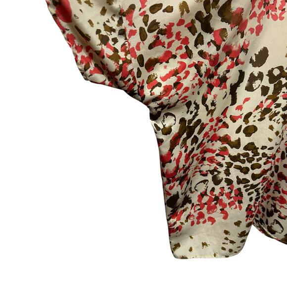 AvenueSTUDIO Womens Poncho Top 30/32 Beige Animal Print Flowy Blouse Boho Chic‎ - Picture 5 of 9